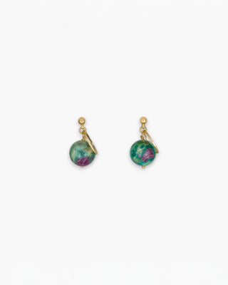 Mini Globe Earrings Ruby Fuchsite